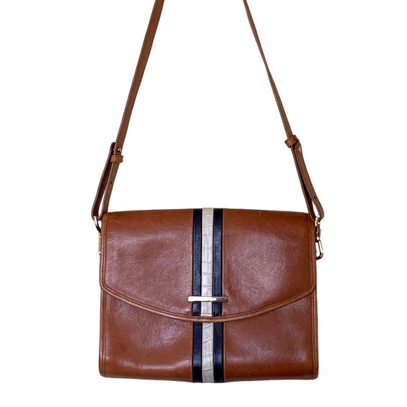 Brahmin Jacquelyn Tan Brown Embossed Leather Shoulder Bag Shoulder Bags